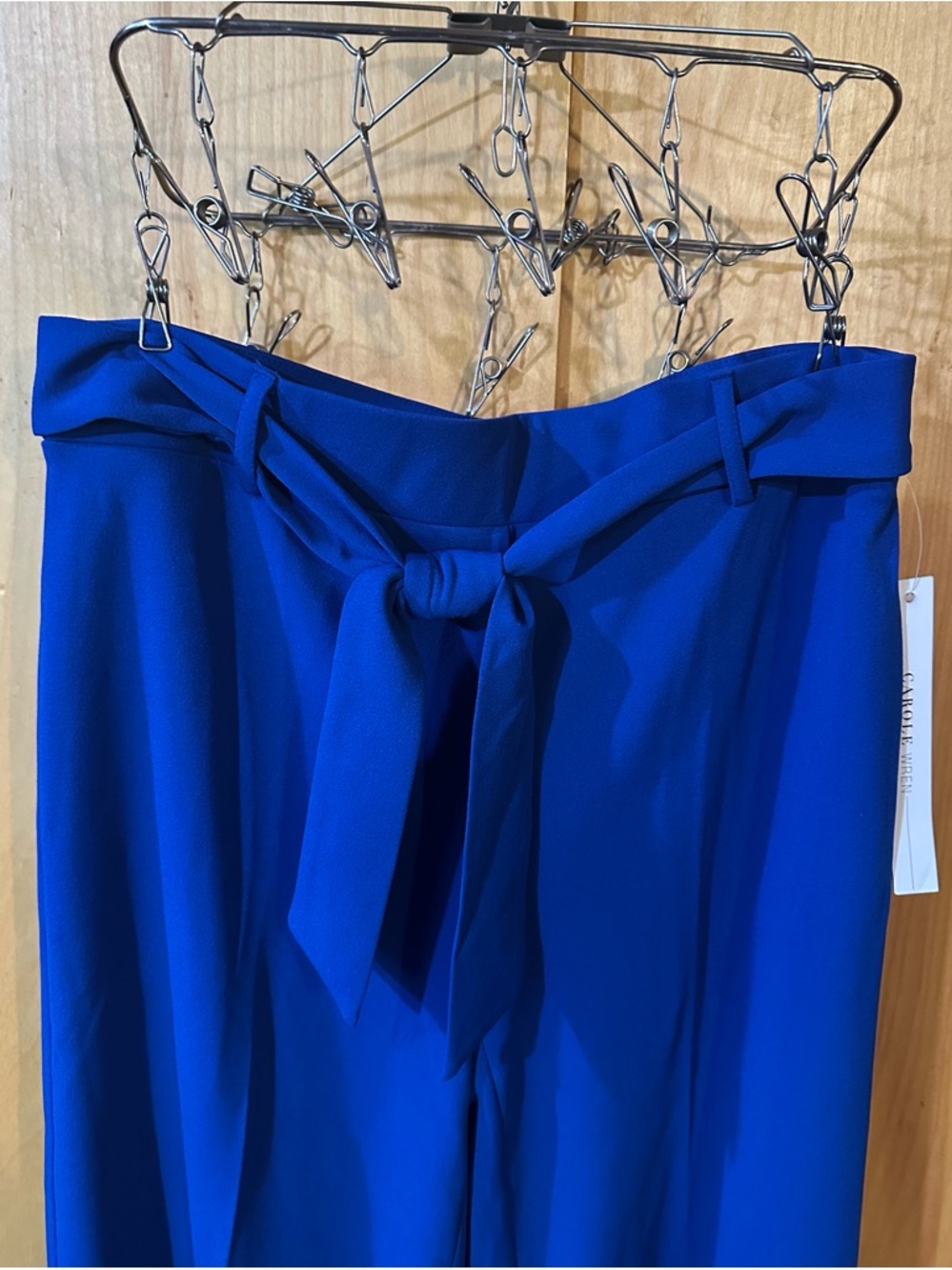 NWT Carole Wren High-Rise Tie-Waist Wide-Leg Pants in Cobalt Blue Size 10